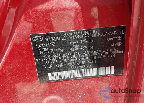 2021 Hyundai Sonata Sel Plus из США, поврежденный, VIN 5NPEJ4J20MH084601